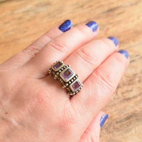 Amethyst Sterling Silver Ring - Size 9